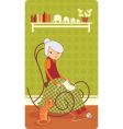 old lady knitting vector image vector image