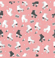 seamless pattern with roller skates and cassettes vector image vector image