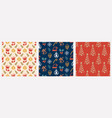 christmas seamless patterns set vector image vector image