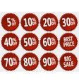 collection of red discount stickers set vector image vector image