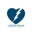lightning bolt in heart shape logo design vector image