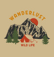 wanderlust vintage mountain landscape vector image vector image