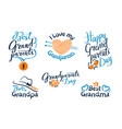 set happy grandparents day emblems labels icons vector image vector image
