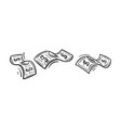 black and white doodle dollar bill sketch hand vector image vector image