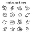healthy food icon set in thin line style vector image