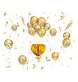 heart and balloon with stars on romantic vector image vector image