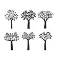 set black trees with leaves outline vector image vector image