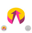 3d button with arrow up logo color flat round vector image vector image