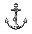 retro anchor in engraving style design element vector image vector image