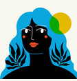 with blue long hair woman floral twigs ans vector image vector image