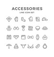 set line icons of accessories vector image