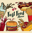 cover for fast food menu in retro style vector image