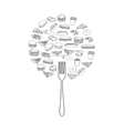 doodle foods tree vector image vector image