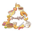 healthy breakfast hand drawn design with toasts vector image