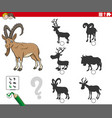 shadows task with cartoon ibex animal character vector image