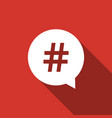 hashtag in circle icon isolated with long shadow vector image