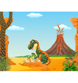 Cute baby dinosaur hatching isolated on wh Vector Image