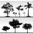 tree grass silhouette a set of isolated vector image