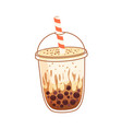 bubble milk tea with coffee flavor and boba pearls vector image