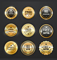 free shipping delivery golden labels and seals vector image