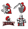medieval knights heraldic mascots warriors vector image vector image