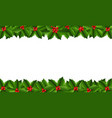 xmas garland with holly berry and white background vector image vector image
