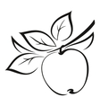 apple with leaves black pictograph vector image