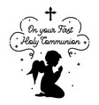 first communion angel silhouette vector image
