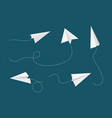 flying paper planes airplane paths white vector image