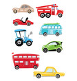 set cartoon transport collection cars vector image
