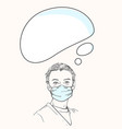 sketch woman portrait in medical face mask vector image