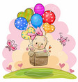 cute chicken with balloons vector image