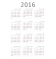 calendar grid for 2016 rigorous design vector image