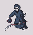 vintage t shirt design grim reaper fly vector image