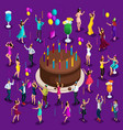 isometry big celebratory cake with candles vector image vector image