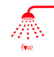 red shower bath douche with hearts water aqua vector image