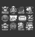 caribbean pirates and corsair monochrome icons vector image vector image