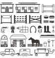 horse riding set in black and white vector image