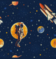 space astronaut colorful pattern seamless vector image