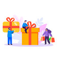 tiny person preparing gifts for congratulations vector image vector image