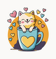 cute cat with cup of coffee vector image