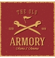 old armory arms and ammo abstract vintage label vector image