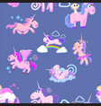 cute unicorn seamless pattern magic pegasus vector image