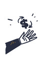 hand drawing doodle holding money vector image