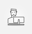man working on computer concept outline vector image