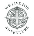 retro travel banner with ship anchor and wind rose vector image