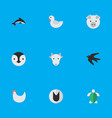 set of simple animals icons vector image