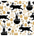 easter pattern seamless with rabbits vector image