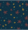hand drawn flowers seamless dark blue background vector image