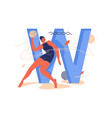 young woman with ball training during water polo vector image